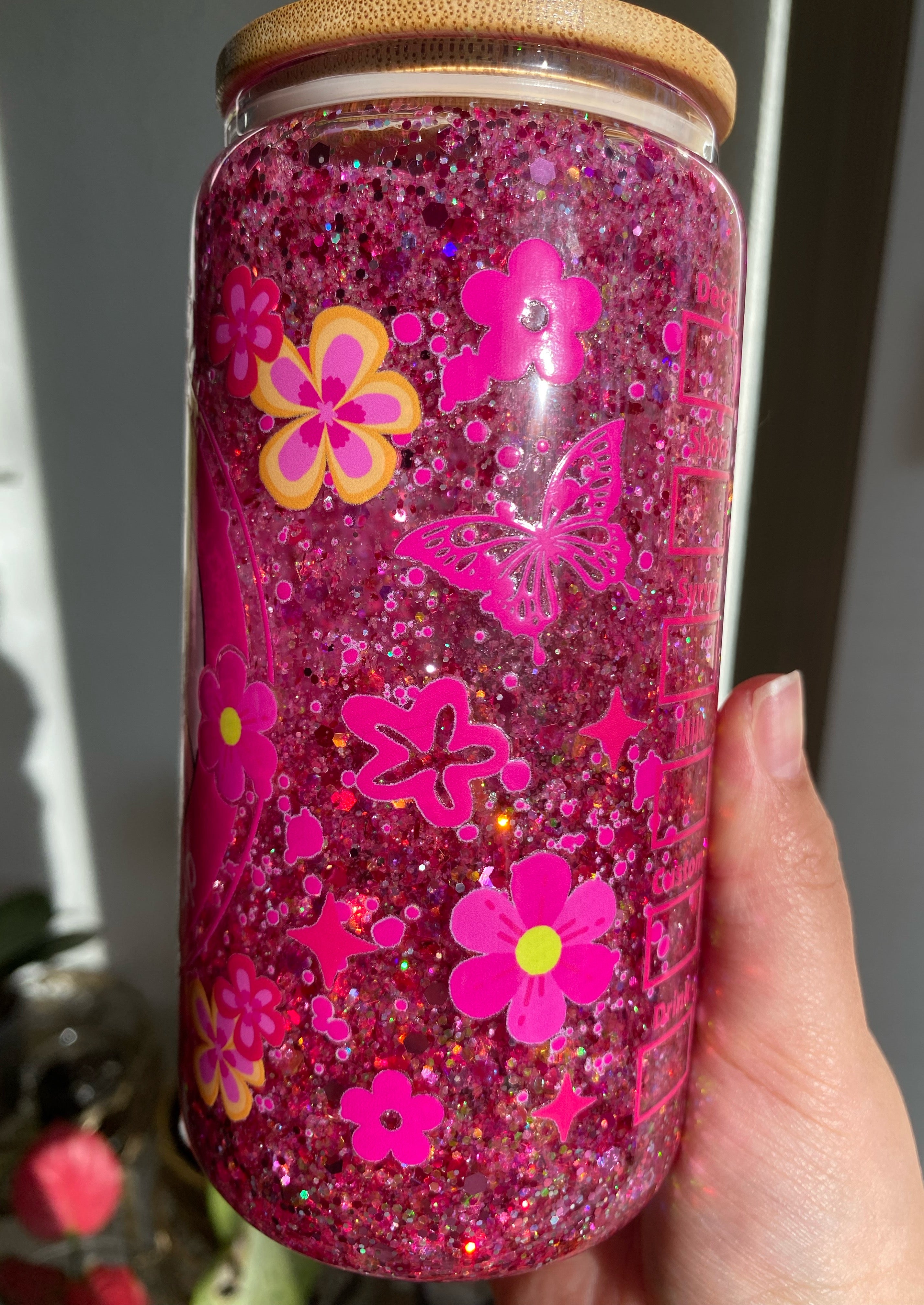 16oz Glitter Snow Globe Glass Tumbler