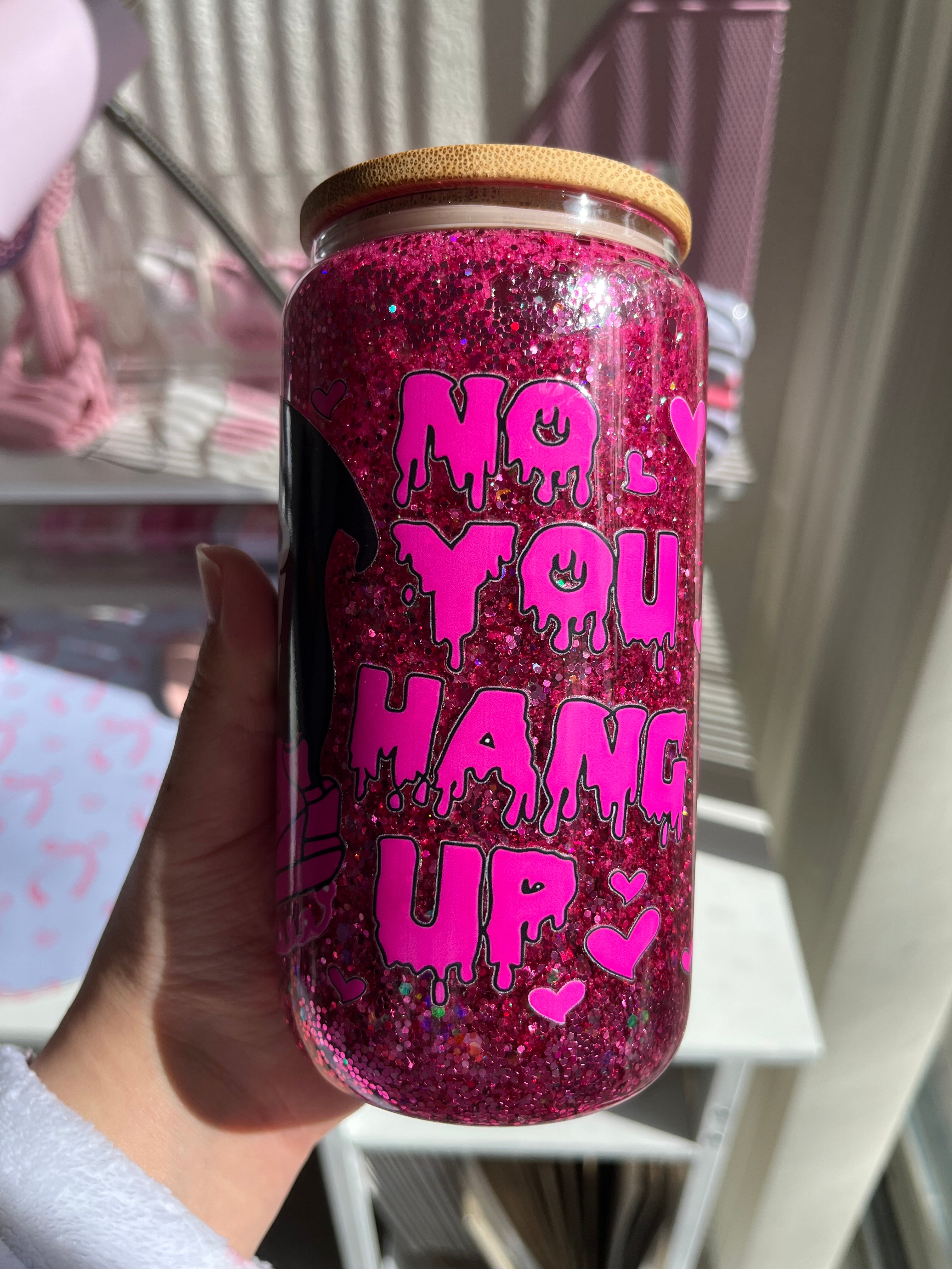 16oz Glitter Snow Globe Glass Tumbler
